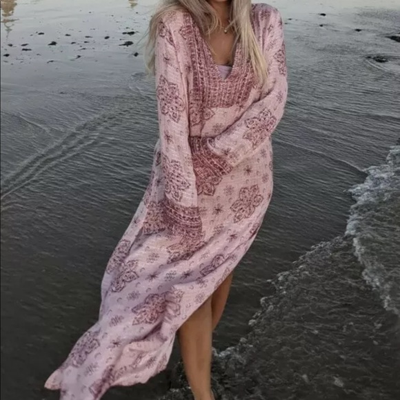 Zara printed midi slit dress size small pink NWT - Picture 2 of 16